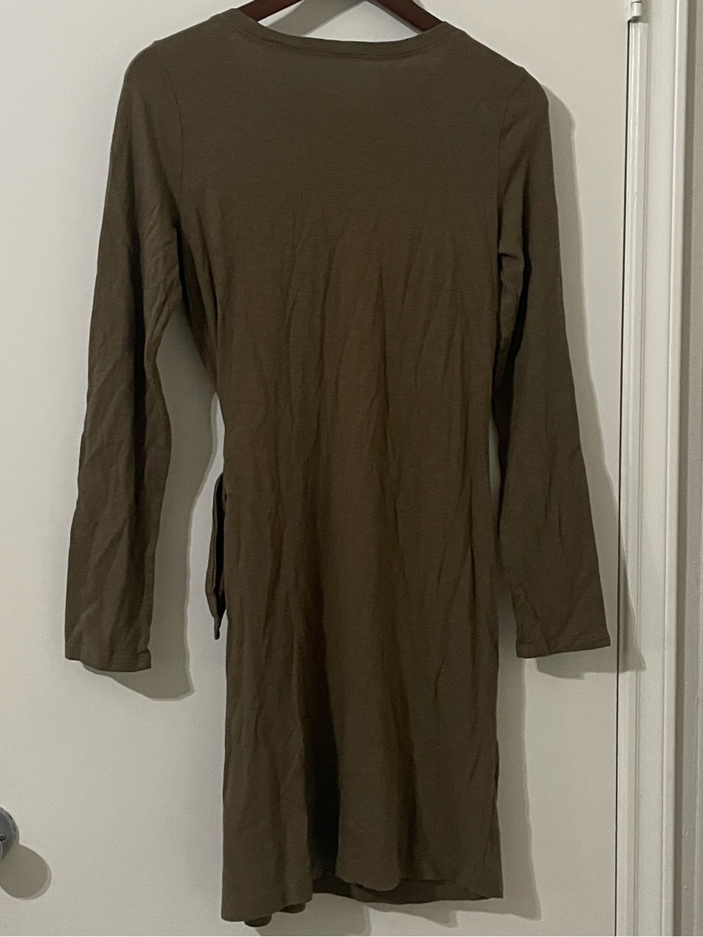 Aerie Olive Green Tie-Front Long Sleeve Mini Dress - Size Small - Picture 5 of 12